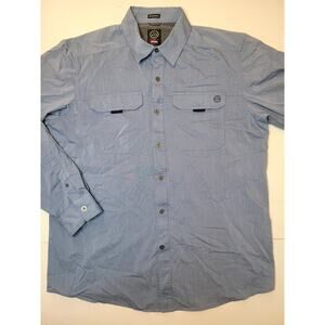 Wrangler ATG All Terrain Gear Shirt Mens L Blue With Pockets Hiking Outdoor